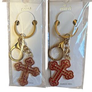 Crystal Cross Keychain Key Ring Bag Charm